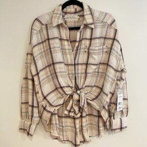 Free People Plaid Button-Up Shirt